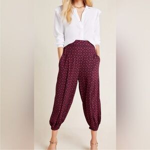 Anthropologie | Red & Navy Medallion Printed Harem Pants Size Large